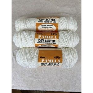 Vintage Lion Brand Yarn Pamela 4 Ply White 3 Skeins – Brand New